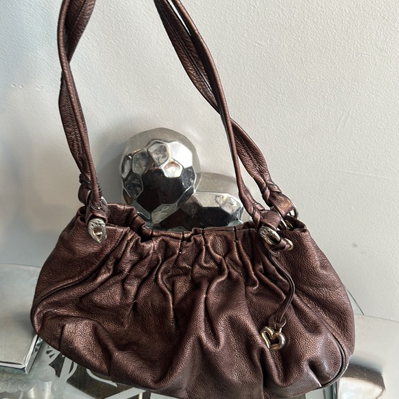 Brighton, metallic, brown, detachable, flower, coin, case tote - Picture 3 of 7